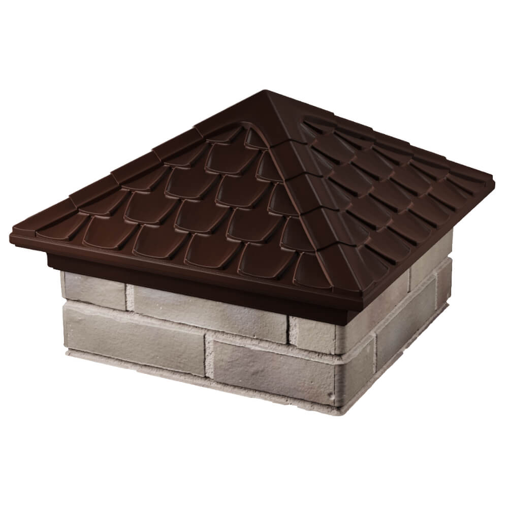 Колпак Zking Эльбрус Коричневый на столб 1.5х1.5 кирпича (385х385мм) в Ижевске фото