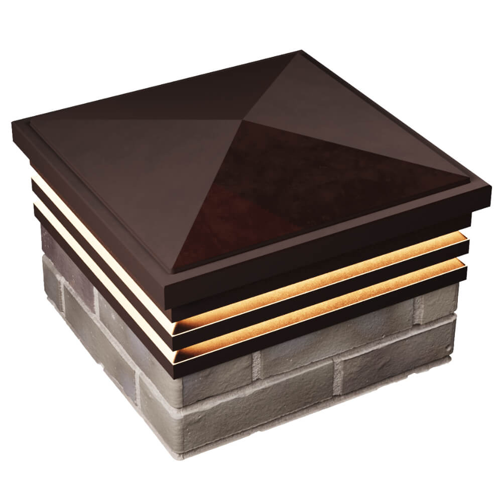 Колпак Zking Бона ХайТек Коричневый на столб 1.5х1.5 кирпича (385х385мм) с подсветкой в Ижевске фото