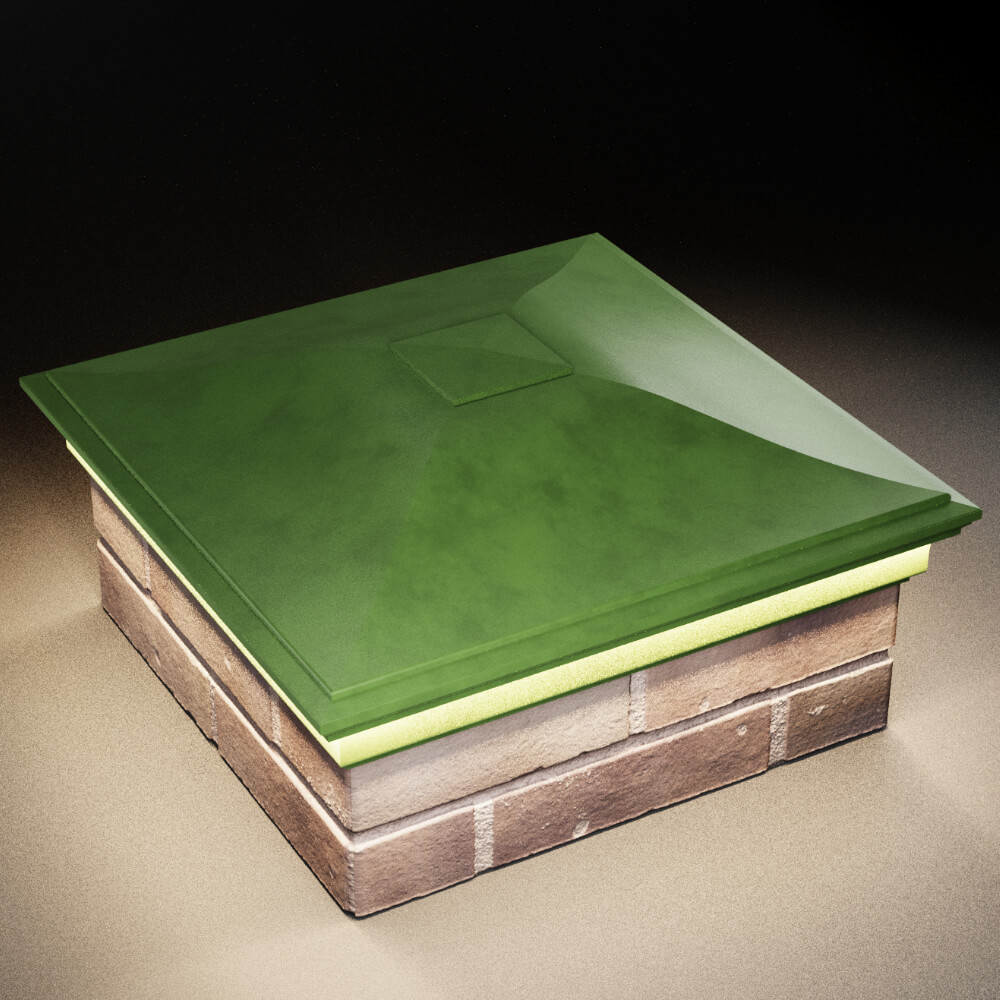 Колпак Zking Монблан Зеленый на столб 2х2 кирпича (515х515мм) c подсветкой в Ижевске фото