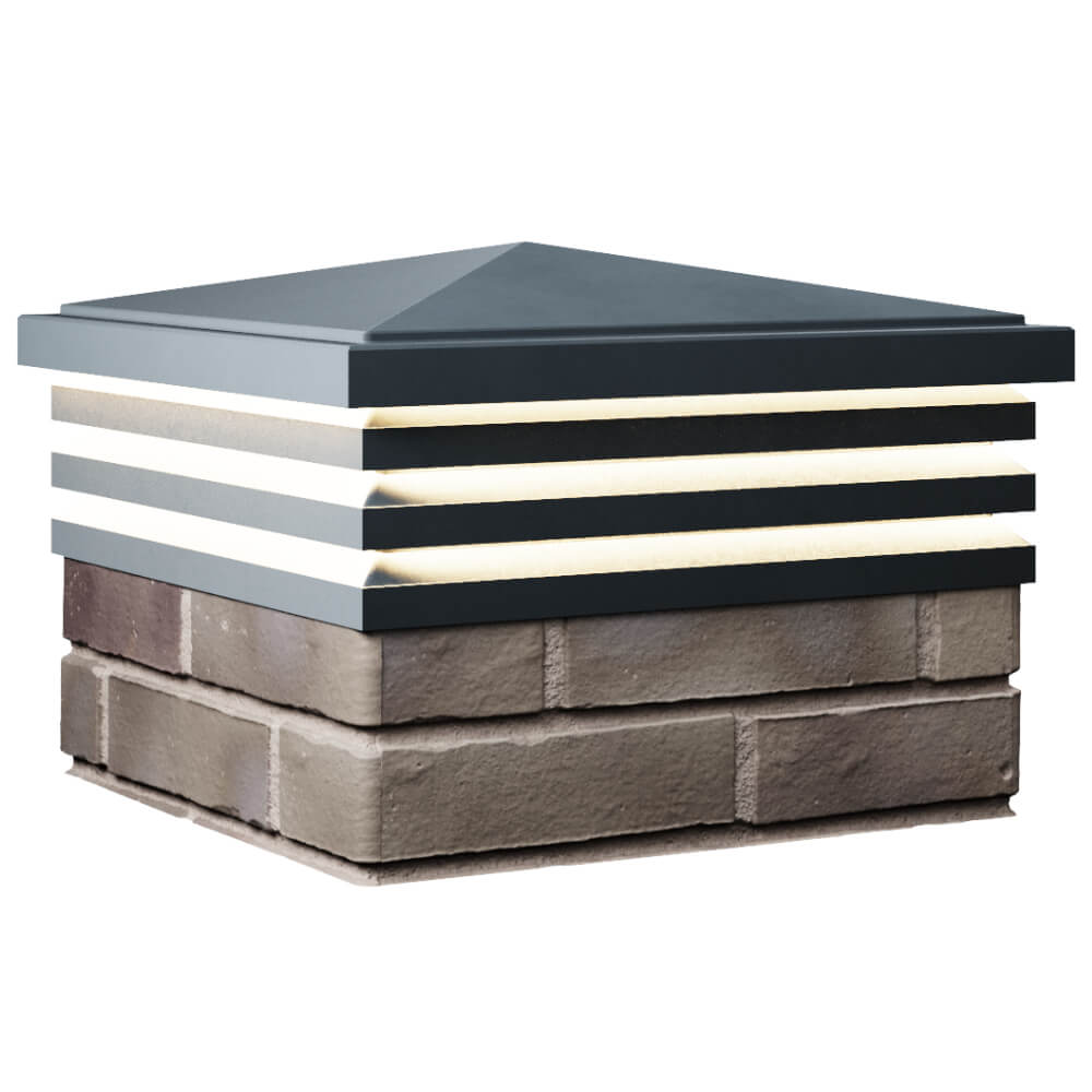 Колпак Zking Бона ХайТек Серый на столб 1.5х1.5 кирпича (385х385мм) с подсветкой в Ижевске фото