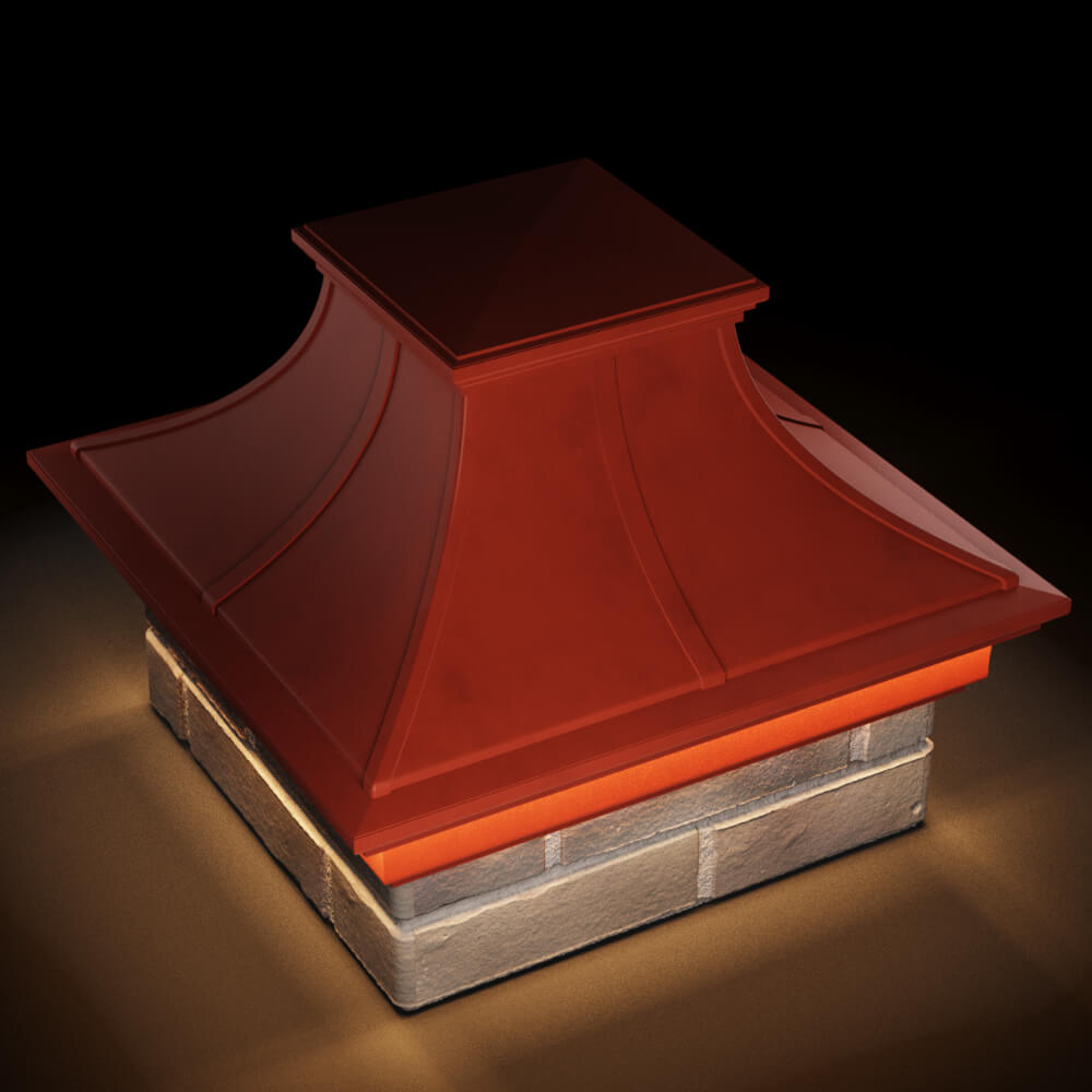Колпак Zking Монблан Премиум Красный на столб 1.5х1.5 кирпича (385х385мм) с подсветкой в Ижевске фото