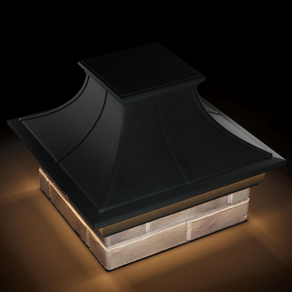Колпак Zking Монблан Премиум Черный на столб 1.5х1.5 кирпича (385х385мм) с подсветкой в Ижевске фото