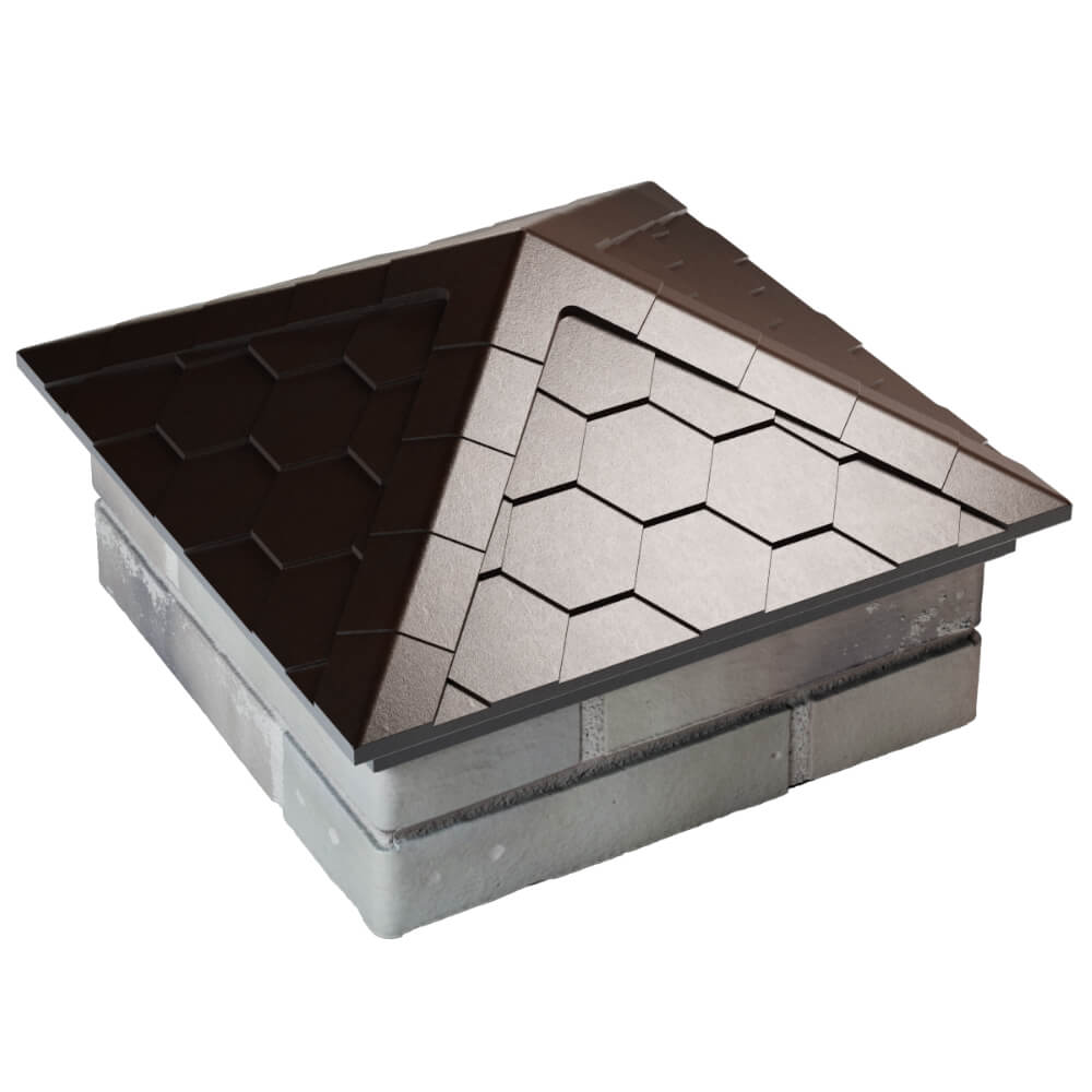 Колпак Zking Эверест Коричневый на столб 1.5х1.5 кирпича (390х390мм) в Ижевске фото