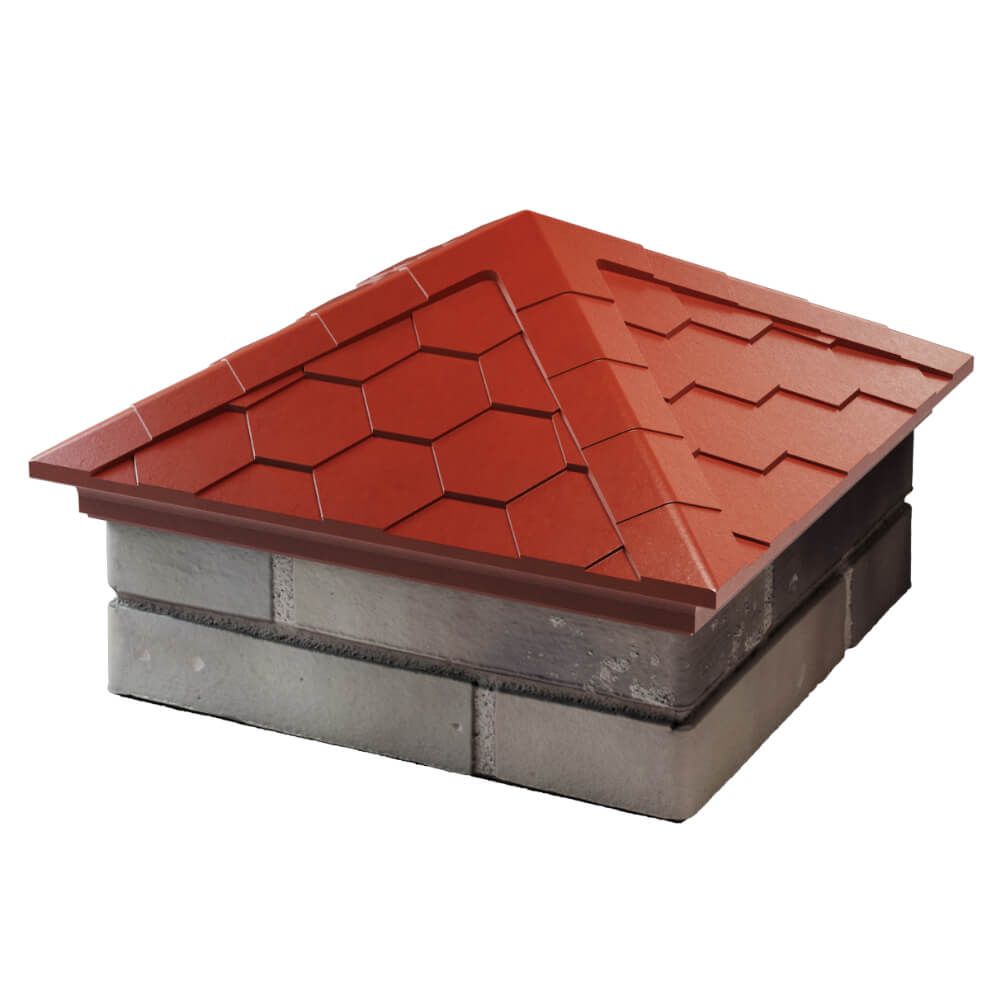 Колпак Zking Эверест Красный на столб 1.5х1.5 кирпича (390х390мм) в Ижевске фото