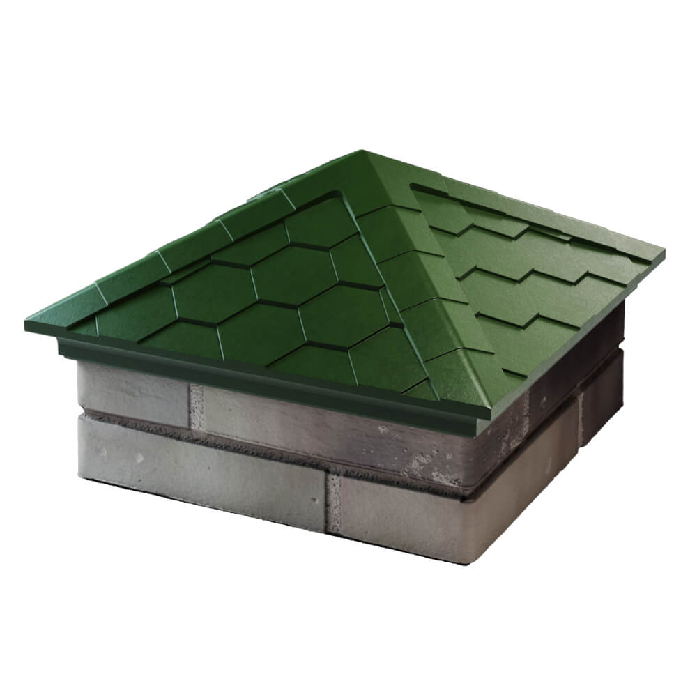 Колпак Zking Эверест Зеленый на столб 1.5х1.5 кирпича (390х390мм) в Ижевске фото