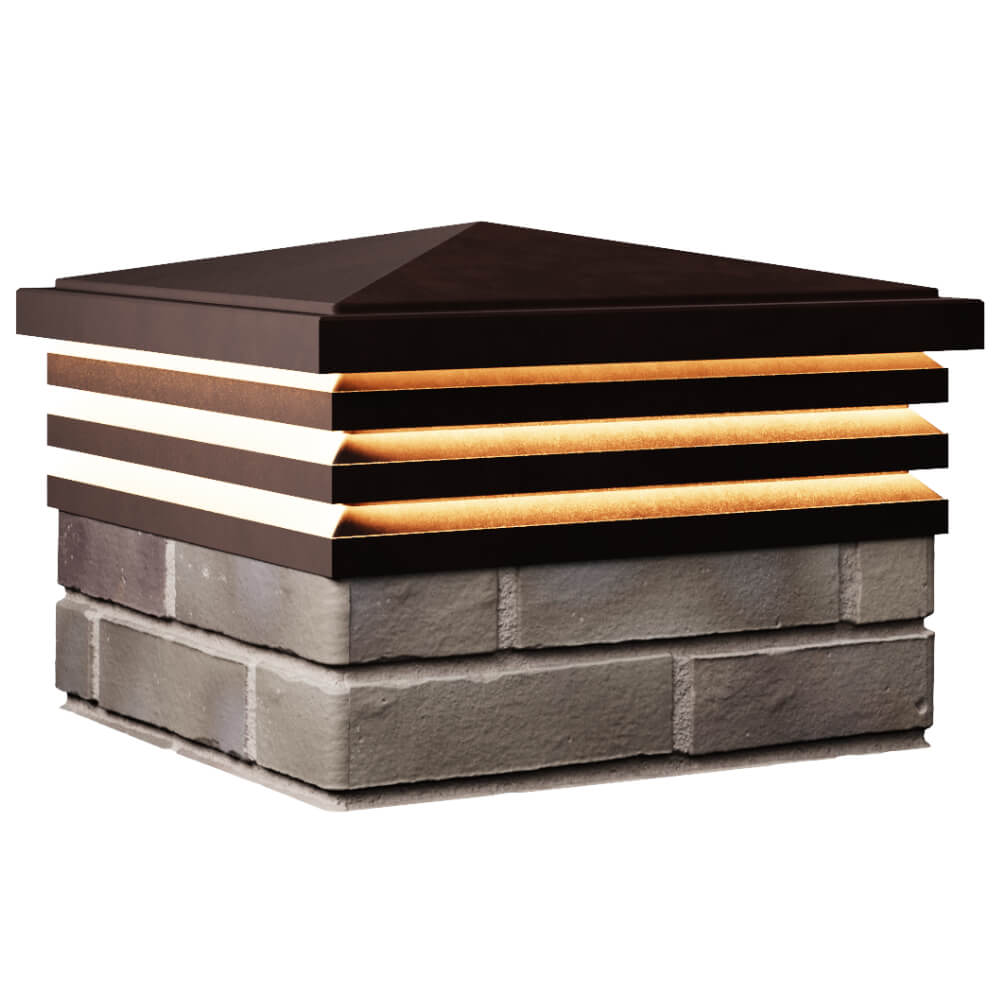 Колпак Zking Бона ХайТек Коричневый на столб 1.5х1.5 кирпича (385х385мм) с подсветкой в Ижевске фото