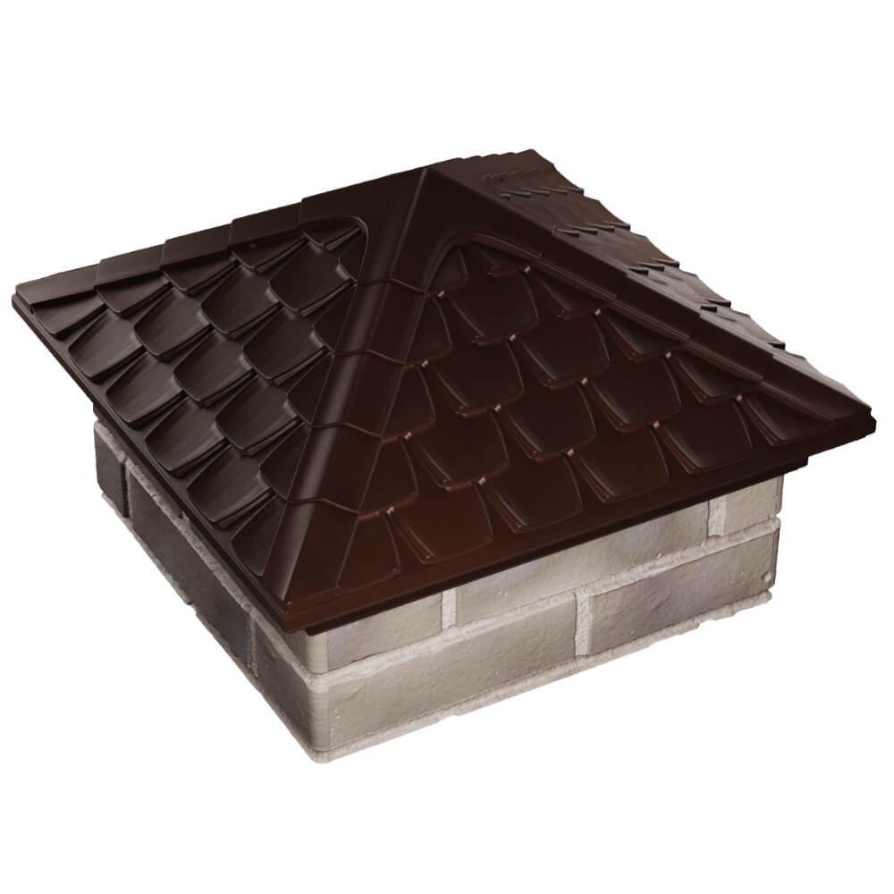 Колпак Zking Эльбрус Коричневый на столб 1.5х1.5 кирпича (385х385мм) в Ижевске фото