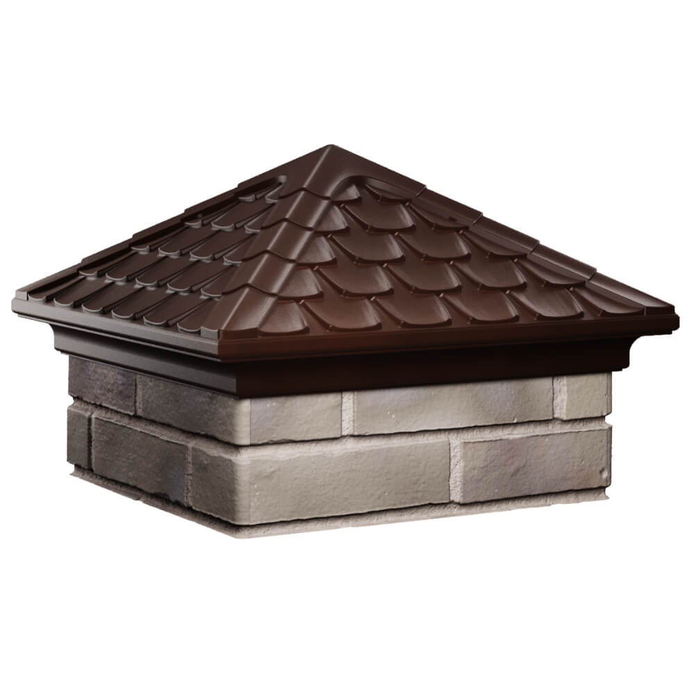 Колпак Zking Эльбрус Коричневый на столб 1.5х1.5 кирпича (385х385мм) в Ижевске фото