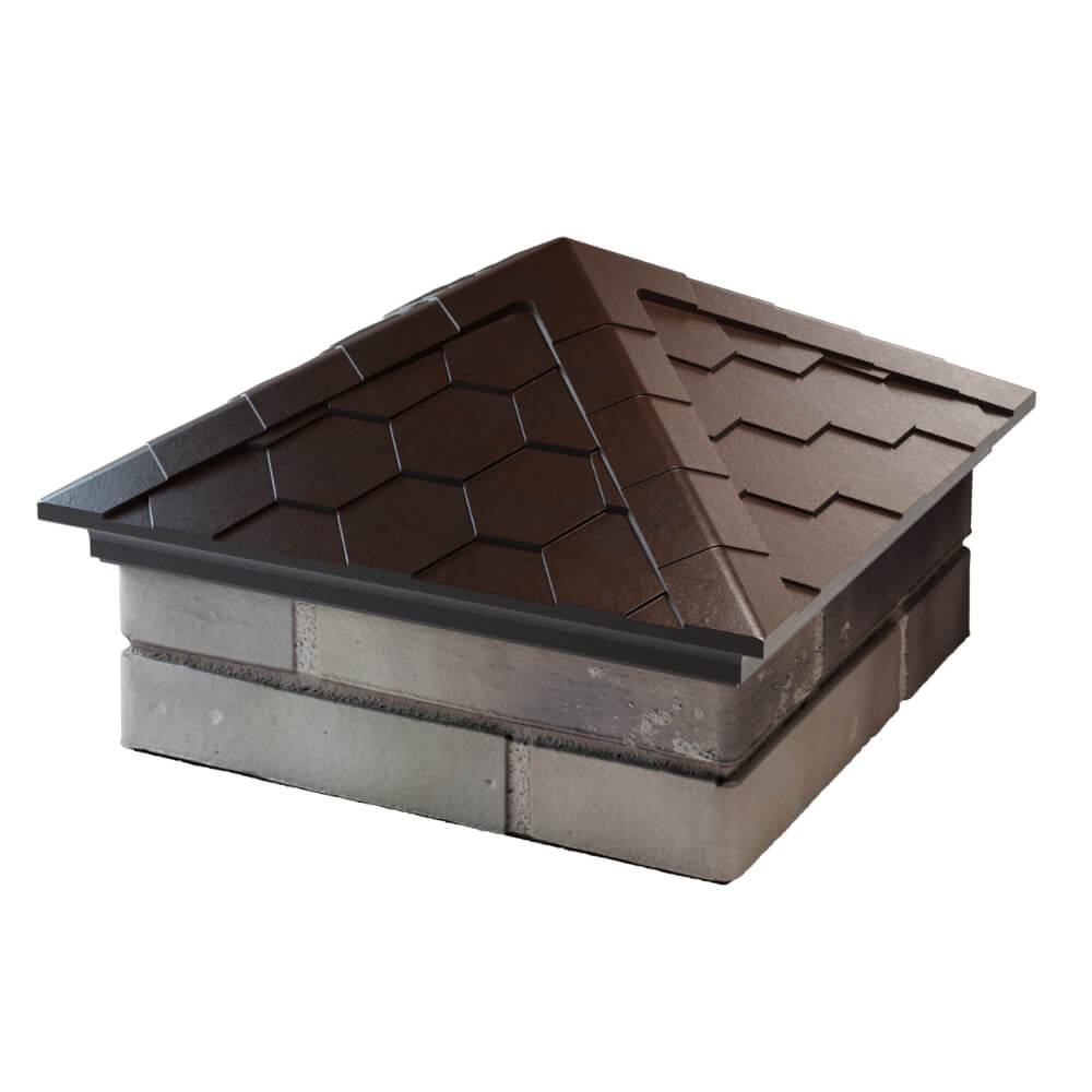 Колпак Zking Эверест Коричневый на столб 1.5х1.5 кирпича (390х390мм) в Ижевске фото